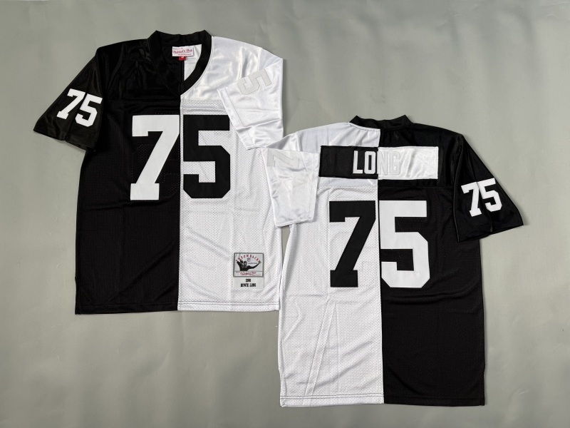 Men 2025 Nike Oakland Raiders #75 Long black white Throwback Limited NFL Jersey style 001->oakland raiders->NFL Jersey